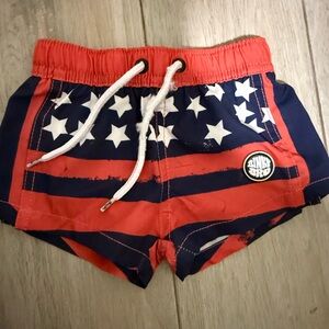 Binky Bro baby Red & Navy Star Stripe Swim Trunks